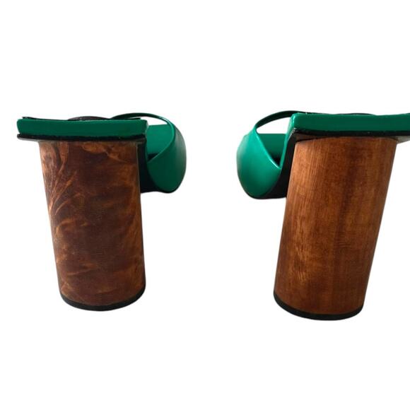 Mila Mila Women’s Leather Squared Toe Heels Green Made in Mexico MX 25.5 US 7.5 - Picture 4 of 7